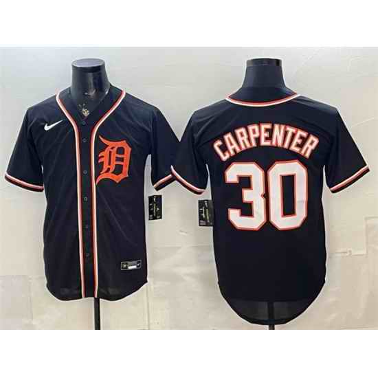 Men Detroit Tigers  30 Kerry Carpenter 2026 Fashion Replica Black Out Stitched Baseball Jersey