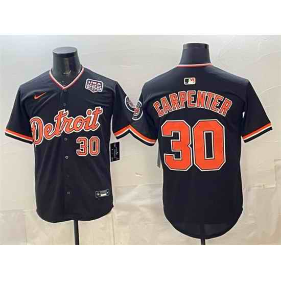 Men Detroit Tigers  30 Kerry Carpenter Black 2026 Alternate USA 250  Patch Vapor Premier Limited Stitched Baseball Jersey