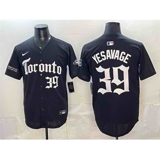 Men Toronto Blue Jays 39 Trey Yesavage Black Gothic North Edition Limited Stitched Baseball Jersey