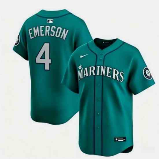 Men Seattle Mariners  4 Colt Emerson Aqua Limited Stitched jersey