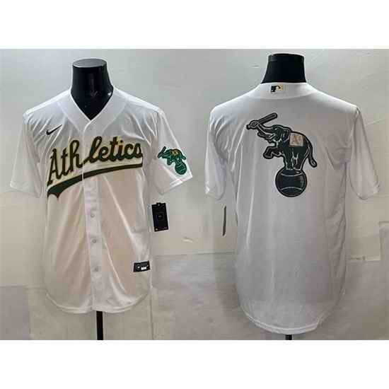 Men Oakland Athletics Team Big Logo White Stitched Baseball Jersey 1