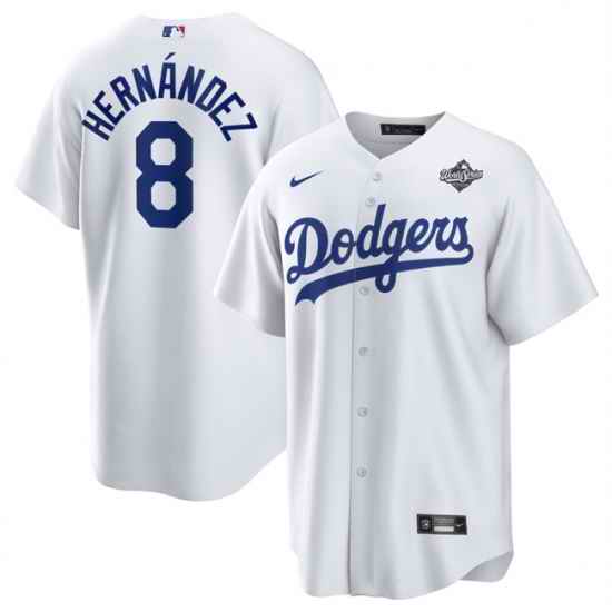 Men Los Angeles Dodgers 8 Enrique Hernandez White 2025 World Series Home Cool Base Stitched Baseball Jersey