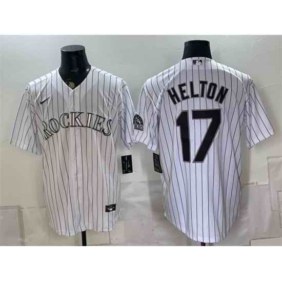 Men Colorado Rockies 17 Todd Helton White Home Stitched Baseball Jersey