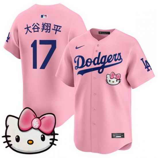 Men Los Angeles Dodgers 17  Shohei Ohtani Pink 2025 Hello Kitty Vapor Limited Stitched Baseball Jersey