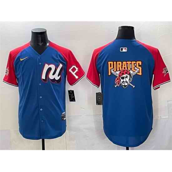 Men National League Pittsburgh Pirates Team Big Logo Blue Red Alternate 2025 All Star Edition Limited Stitched Baseball Jersey