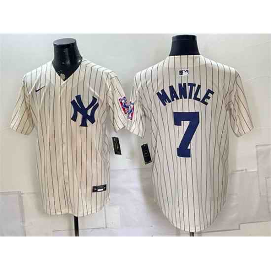 Men New York Yankees  7 Mickey Mantle Cream 2026 Field of Dreams Stadium Stitched Baseball Jersey