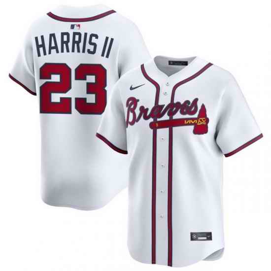 Men Atlanta Braves Nike Alternate Limited Jersey White Harris II Michael 23