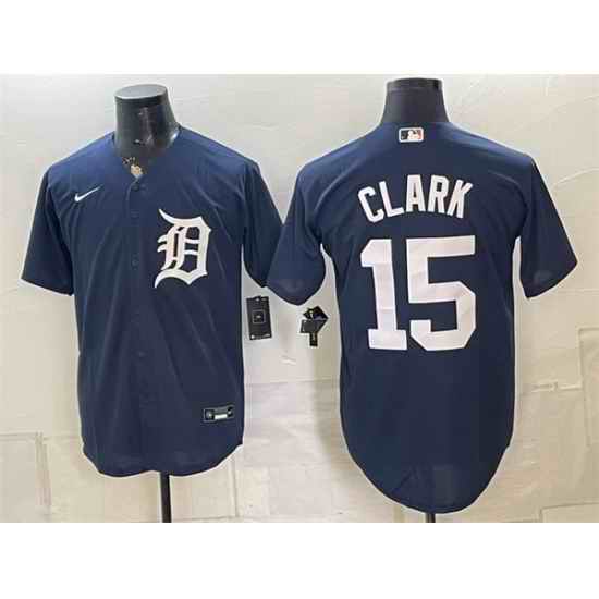 Men Detroit Tigers  15 Max Clark Navy 2026 Cool Base Stitched Baseball Jersey