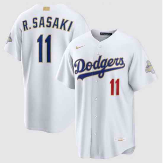 Youth Los Angeles Dodgers Roki Sasaki Nike White 2026 Gold Collection Stadium Jersey