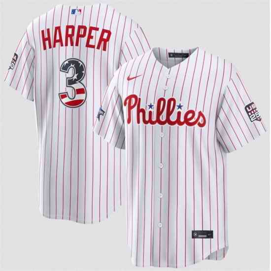 Men Philadelphia Phillies  3 Bryce Harper White 2026 All Star Edition Stars   Stripes Stadium Pick A Player Stitched Baseball Jersey