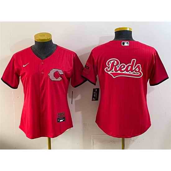Youth Cincinnati Reds Team Big Logo Red 2026 City Connect Stadium Stitched Baseball Jersey