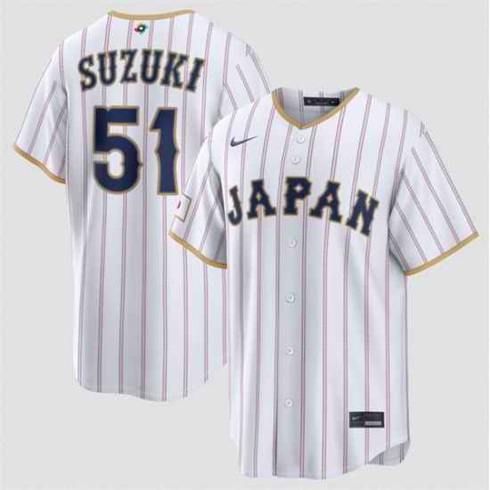 Men Japan Baseball  51 Seiya Suzuki White 2026 World Baseball Classic Home Stadium Stitched Jersey