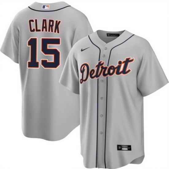 Men Detroit Tigers  15 Max Clark Grey 2026 Road Stitched Baseball Jersey