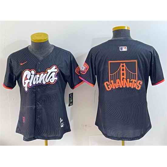Women San Francisco Giants Team Big Logo Anthracite 2025 City Connect Limited Stitched Baseball Jersey 1