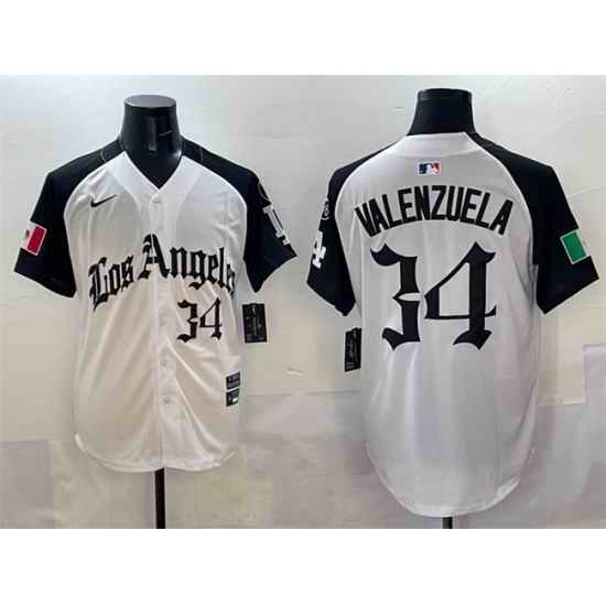 Men Los Angeles Dodgers 34 Fernando Valenzuela White Black Mexico 2025 LA Gothic Style With Fernando Patch Vapor Premier Limited Stitched Baseball Jersey