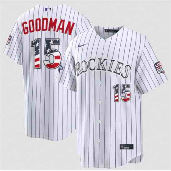 Men Colorado Rockies  15 Hunter Goodman White 2026 All Star Edition Stars   Stripes Stadium Pick A Player Stitched Baseball Jersey