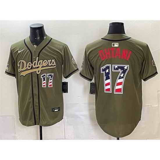 Men Los Angeles Dodgers  17 Shohei Ohtani Olive 2026 Armed Forces Day 250 Fourth of July Stitched Baseball Jersey