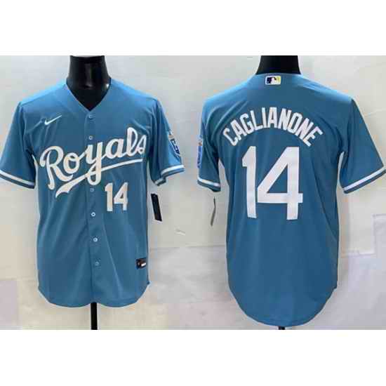 Men Kansas City Royals 14 Jac Caglianone Light Blue Flexl Base Stitched Baseball Jersey