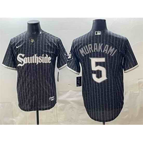 Men Chicago White Sox  5 Munetaka Murakami Black 2021 City Connect Cool Base Stitched Jersey