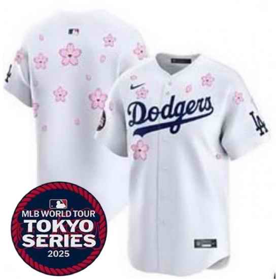 Men Los Angeles Dodgers Blank White 2025 Tokyo Series Limited Stitched Baseball Jersey