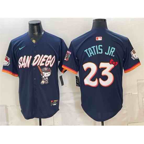 Men San Diego Padres X Hello Kitty Fernando Tatis Jr Obsidian 2026 City Connect Stadium Stitched Baseball Jersey