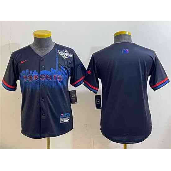 Youth Toronto Blue Jays Blank Navy 2025 World Series City Connect Limited Stitched Baseball Jersey