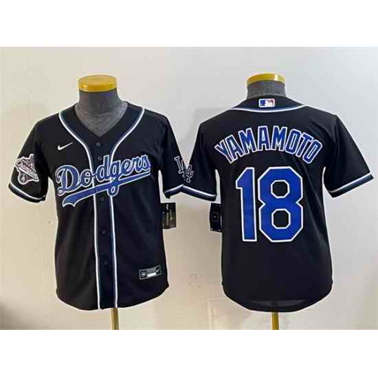 Women Los Angeles Dodgers 18 Yoshinobu Yamamoto Black Fashion 2025 World Series Champions Cool Base Stitched Baseball Jersey