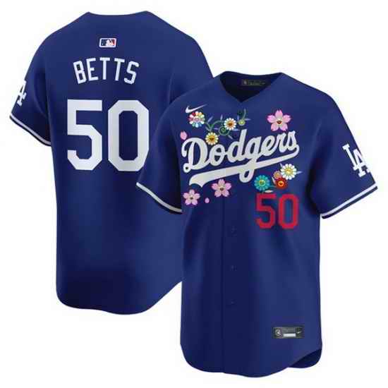 Men Los Angeles Dodgers 50 Mookie Betts Royal Takashi Murakami 2025 Vapor Limited Stitched Baseball Jersey