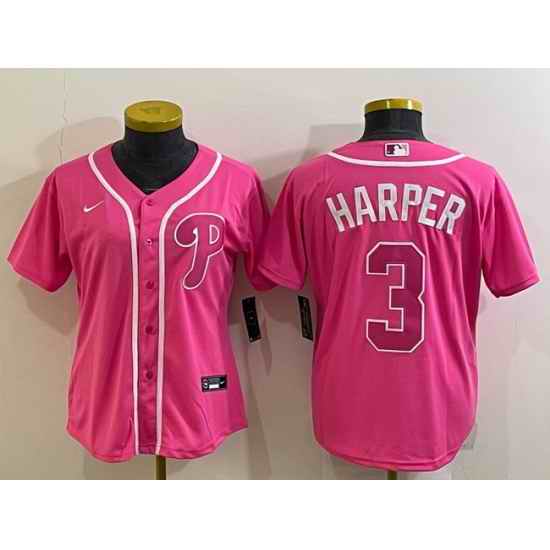 Women Philadelphia Phillies Active Player Custom Pink Stitched Baseball Jersey