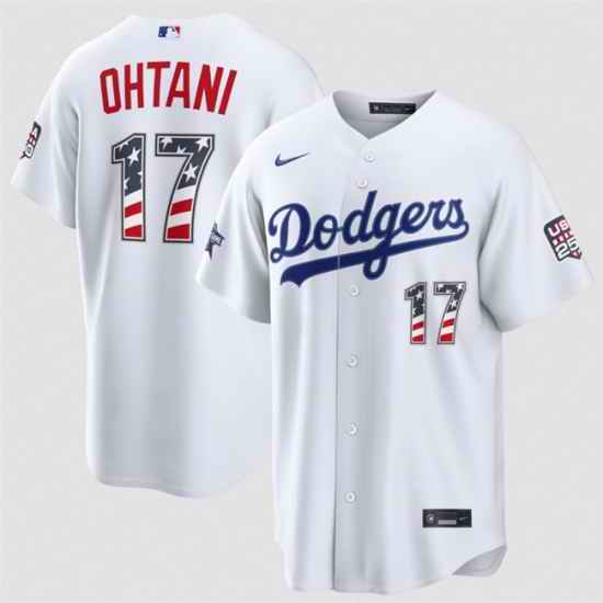 Men Los Angeles Dodgers  17 Shohei Ohtani White 2026 All Star Edition Stars   Stripes Stadium Pick A Player Stitched Baseball Jersey