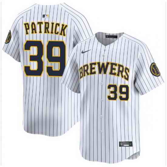 Men Milwaukee Brewers Chad Patrick #39 Home White Strips Stitched Limited Jersey