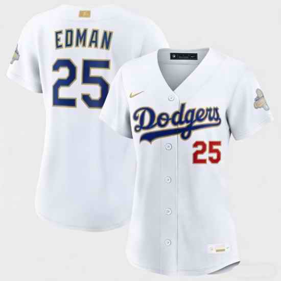 Women Los Angeles Dodgers Tommy Edman Nike White 2026 Gold Collection Stadium Jersey