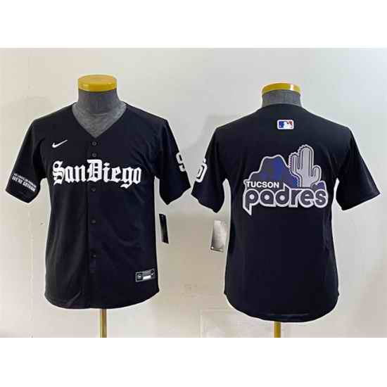 Youth San Diego Padres Team Big Logo Black Gothic Edition Vapor Limited Stitched Baseball Jersey