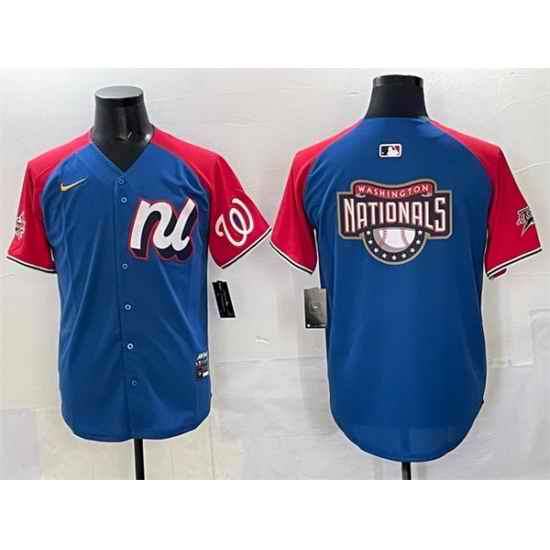 Men National League Washington Nationals Team Big Logo Blue Red Alternate 2025 All Star Edition Limited Stitched Baseball Jersey