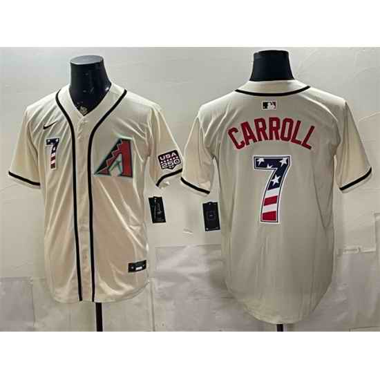 Men Arizona Diamondbacks  7 Corbin Carroll Cream 2026 USA 250 Fourth of July Home Stadium Stitched Baseball Jersey