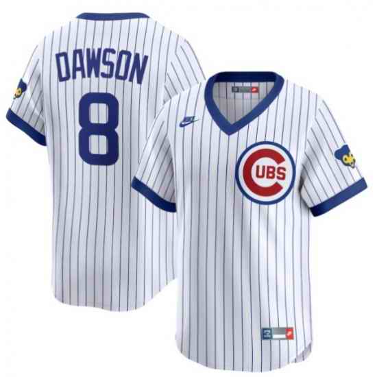 Men Chicago Cubs Andre Dawson #8 Nike Throwback Cooperstown Collection Limited Jersey White