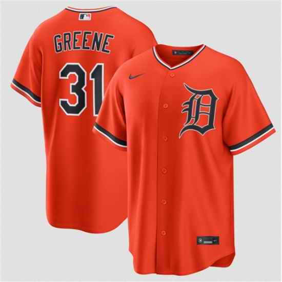 Men Detroit Tigers  31 Riley Greene Orange Alternate Stitched Baseball Jersey
