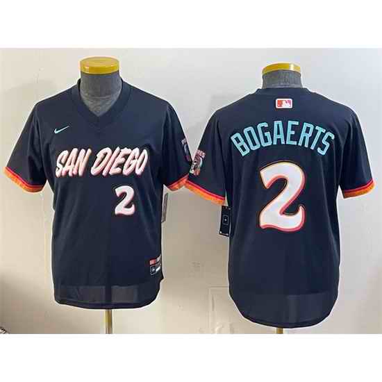 Youth San Diego Padres  2 Xander Bogaerts Obsidian 2026 City Connect Stadium Stitched Baseball Jersey