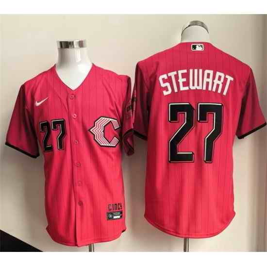 Men Cincinnati Reds  27 Sal Stewart Red 2026 City Connect Stadium Stitched Baseball Jersey