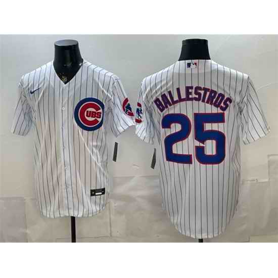 Men Chicago Cubs  25 Mois%C3%A9s Ballesteros White Cool Base Stitched Baseball Jersey