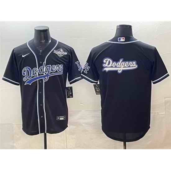 Men Los Angeles Dodgers Team Big Logo Black Fashion 2025 World Series Cool Base Stitched Baseball Jersey 002