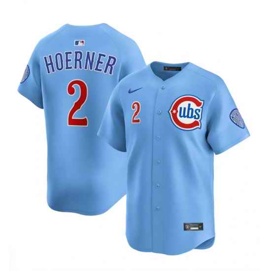 Men Chicago Cubs 2 Nico Hoerner Blue 2024 25 2nd Alternate Limited Stitched Baseball Jersey