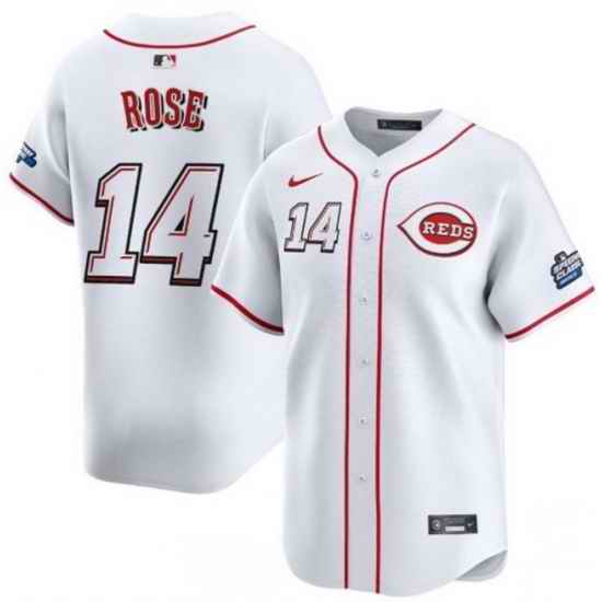 Men Cincinnati Reds 14 Pete Rose White 2025 Speedway Classic Home Limited Stitched Baseball Jersey