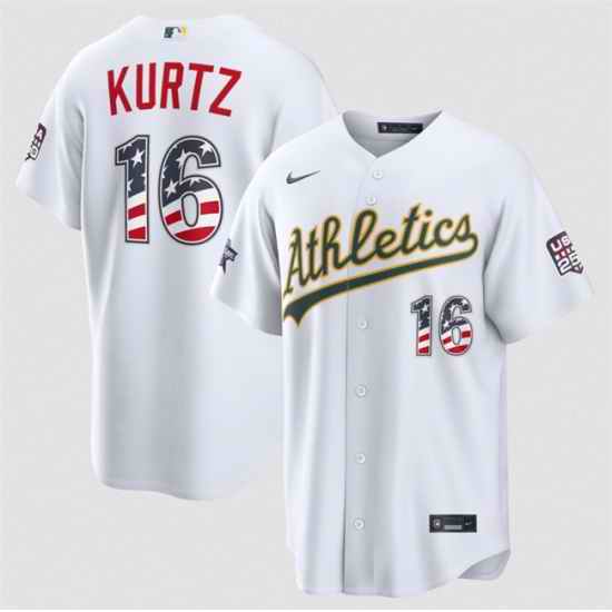 Men Athletics  16 Nick Kurtz White 2026 All Star Edition Stars   Stripes Stadium Pick A Player Stitched Baseball Jersey