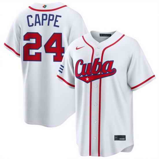 Men Cuba Baseball  24 Yiddi Cappe White 2026 World Baseball Classic Home Stadium Stitched Jersey