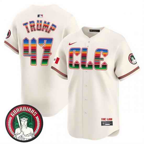 Men Cleveland Guardians 47 Donald Trump Cream Mexico Vapor Premier Limited Stitched Baseball Jersey