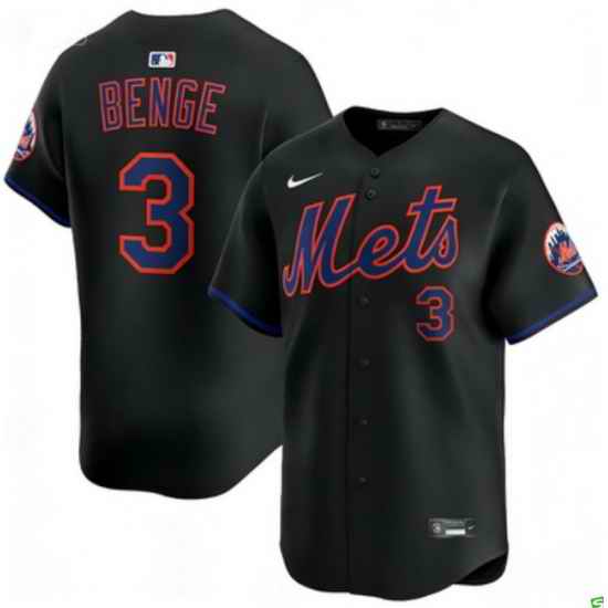 Men New York Mets Nike Carson Benge #3 Black Home Stitched Player Jersey