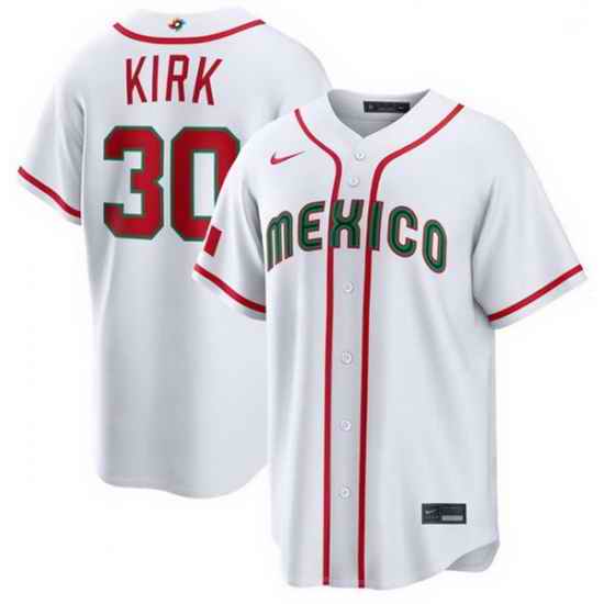 Men Mexico Baseball  30 Alejandro Kirk White 2026 World Baseball Classic Home Stadium Stitched Jersey