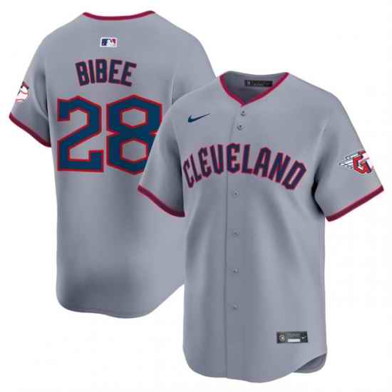 Men Cleveland Guardians 28 Tanner Bibee Grey 2025 Alternate Limited Stitched Baseball Jersey