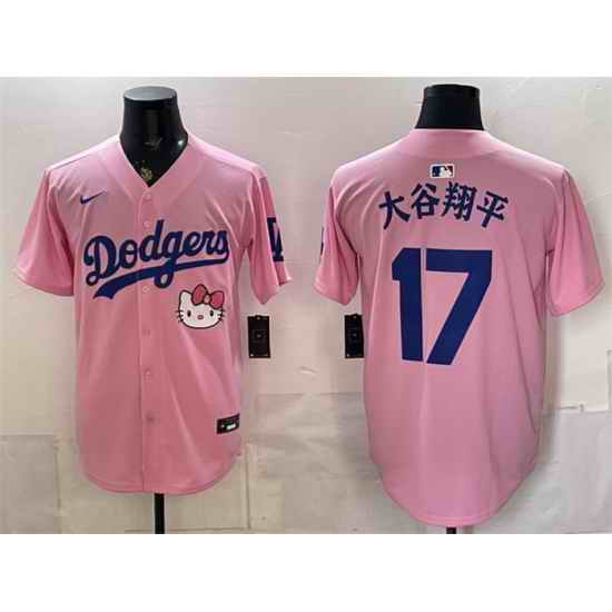 Men Los Angeles Dodgers  17 Shohei Ohtani Pink 2025 Hello Kitty Vapor Limited Stitched Baseball Jersey